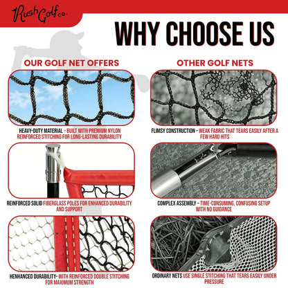 Rush Golf Co. – Golf Hitting & Practice Net (10x7ft)