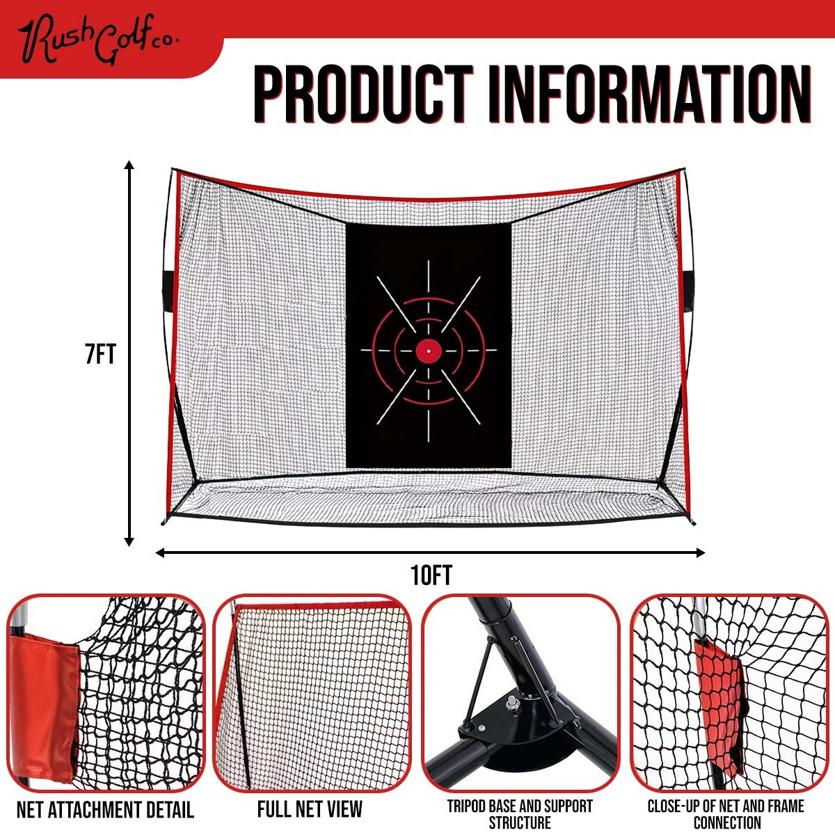 Rush Golf Co. – Golf Hitting & Practice Net (10x7ft)